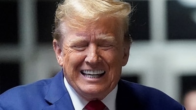 Former US President Donald Trump speaks to the press before leaving for the day at his trial for allegedly covering up hush money payments linked to extramarital affairs, at Manhattan Criminal Court in New York City, on May 10, 2024. Trump is accused of falsifying business records in a scheme to cover up an alleged sexual encounter with adult film actress Stormy Daniels to shield his 2016 election campaign from adverse publicity. (via REUTERS)