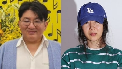 HYBE chairperson Bang Si-Hyuk and ADOR CEO Min Hee-jin. HYBE chairperson Bang Si-Hyuk and ADOR CEO Min Hee-jin.