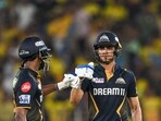 Gujarat Titans' captain Shubman Gill (R) and teammate Sai Sudharsan bump fists during the Indian Premier League (IPL) Twenty20 cricket match between Gujarat Titans and Chennai Super Kings Gujarat Titans' captain Shubman Gill (R) and teammate Sai Sudharsan bump fists during the Indian Premier League (IPL) Twenty20 cricket match between Gujarat Titans and Chennai Super Kings