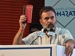 Congress leader Rahul Gandhi at an event in Lucknow on Friday. (Mushtaq Ali/HT Photo)