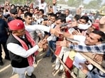 Samajwadi Party chief and party candidate from Kannauj constituency, Akhilesh Yadav, meets with supporters during campaigning for the Lok Sabha polls, on Monday. (ANI photo) Samajwadi Party chief and party candidate from Kannauj constituency, Akhilesh Yadav, meets with supporters during campaigning for the Lok Sabha polls, on Monday. (ANI photo)