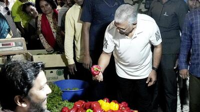 BJP candidate Dilip Ghosh interacts with a vegetable vendor during his campaign for the Lok Sabha polls in Bardhaman on May 8. (PTI) BJP candidate Dilip Ghosh interacts with a vegetable vendor during his campaign for the Lok Sabha polls in Bardhaman on May 8. (PTI)