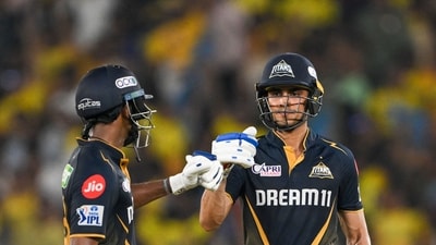 Gujarat Titans' captain Shubman Gill (R) and teammate Sai Sudharsan bump fists during the Indian Premier League (IPL) Twenty20 cricket match between Gujarat Titans and Chennai Super Kings (AFP) Gujarat Titans' captain Shubman Gill (R) and teammate Sai Sudharsan bump fists during the Indian Premier League (IPL) Twenty20 cricket match between Gujarat Titans and Chennai Super Kings (AFP)