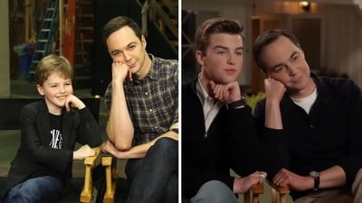 Iain Armitage and Jim Parsons from Young Sheldon premiere and finale Iain Armitage and Jim Parsons from Young Sheldon premiere and finale