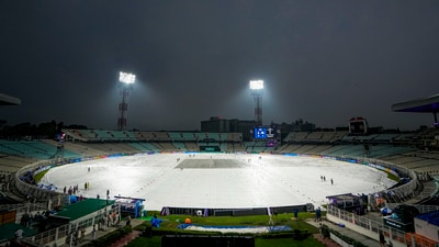 The mega clash was delayed by 1 hour and 45 minutes due to rain, and it was also reduced to 16 overs per side contest. (PTI) The mega clash was delayed by 1 hour and 45 minutes due to rain, and it was also reduced to 16 overs per side contest. (PTI)