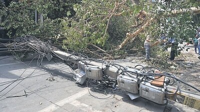 The storm uprooted trees and caused damage to infrastructure across the national capital region. (Parveen Kumar/HT Photo) The storm uprooted trees and caused damage to infrastructure across the national capital region. (Parveen Kumar/HT Photo)