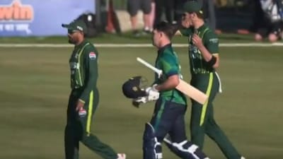 Babar Azam and Shaheen Afridi react after loss to Ireland (X/FanCode) Babar Azam and Shaheen Afridi react after loss to Ireland (X/FanCode)