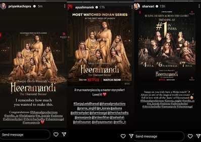 Priyanka, Ayushmann and Sharvari gave shoutout to Bhansali and Heeramandi. Priyanka, Ayushmann and Sharvari gave shoutout to Bhansali and Heeramandi.