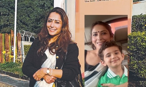 Timsi Bhatia (inset) with her son Rudraveer. Timsi Bhatia (inset) with her son Rudraveer.