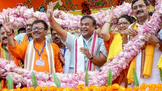 BJP leader and Assam Chief Minister Himanta Biswa Sarma at an election rally in&nbsp;Hooghly, West Bengal. &nbsp;(ANI)