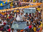 Arvind Kejriwal along with Punjab chief minister Bhagwant Mann campaigned in Delhi's Motinagar on Sunday.