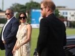 Meghan Markle and Prince Harry arrive at a charity polo club in Lagos on May 12, 2024. PHOTO: KOLA SULAIMON/AFP VIA GETTY