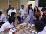 Finance Minister Nirmala Sitharaman with students. Finance Minister Nirmala Sitharaman with students.