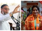 AIMIM president Asaduddin Owaisi (left) and BJP's K Madhavi Latha.(PTI)