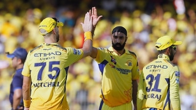 Chennai Super Kings' Simarjeet Singh celebrates a wicket during the match against Rajasthan Royals in the Indian Premier League 2024 (ANI ) Chennai Super Kings' Simarjeet Singh celebrates a wicket during the match against Rajasthan Royals in the Indian Premier League 2024 (ANI )