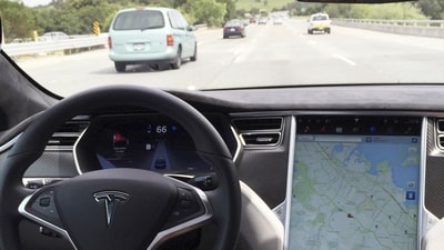Representative Image:The interior of a Tesla Model S is shown in autopilot mode in San Francisco, California, U.S., April 7, 2016. (REUTERS)