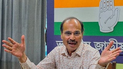 Adhir Ranjan Chowdhury in an interview was asked about the 'tempo-loads of money' reached the Congress from Adani, Ambani, as alleged by Prime Minister Narendra Modi. (PTI) Adhir Ranjan Chowdhury in an interview was asked about the 'tempo-loads of money' reached the Congress from Adani, Ambani, as alleged by Prime Minister Narendra Modi. (PTI)