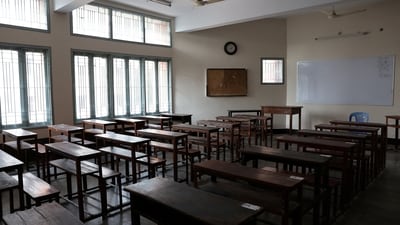 An empty classroom of a school. (REUTERS)