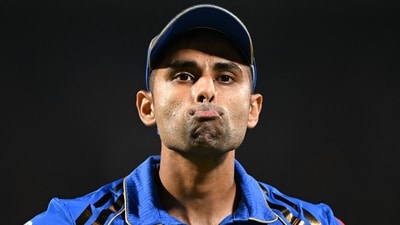 Mumbai Indians' Suryakumar Yadav reacts during a match. (AFP) Mumbai Indians' Suryakumar Yadav reacts during a match. (AFP)