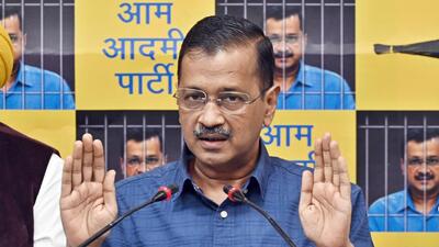 Delhi CM Arvind Kejriwal addresses a press conference at the AAP office. (Sanjeev Verma/HT Photo) Delhi CM Arvind Kejriwal addresses a press conference at the AAP office. (Sanjeev Verma/HT Photo)
