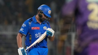 Mumbai Indians' Rohit Sharma walks off the field after losing his wicket during the Indian Premier League cricket match between Kolkata Knight Riders and Mumbai Indians in Kolkata, India, Saturday (AP) Mumbai Indians' Rohit Sharma walks off the field after losing his wicket during the Indian Premier League cricket match between Kolkata Knight Riders and Mumbai Indians in Kolkata, India, Saturday (AP)