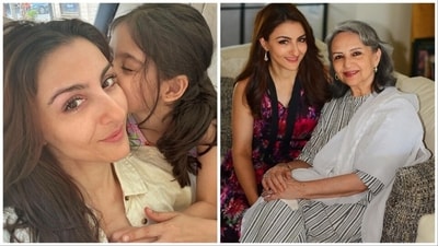 Soha Ali Khan: Soha Ali Khan posted a heartwarming photo with her daughter, Inaaya, and mother, Sharmila Tagore, expressing her gratitude for the strong women in her life. She captioned the image, "Three generations of strong, independent, and loving women. Happy Mother's Day to my mom and to all the amazing mothers out there!" (Instagram/@sakpataudi) Soha Ali Khan: Soha Ali Khan posted a heartwarming photo with her daughter, Inaaya, and mother, Sharmila Tagore, expressing her gratitude for the strong women in her life. She captioned the image, "Three generations of strong, independent, and loving women. Happy Mother's Day to my mom and to all the amazing mothers out there!" (Instagram/@sakpataudi)