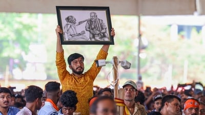 Hooghly: A supporter during Prime Minister Narendra Modi's public meeting for Lok Sabha elections, at Chinsurah in Hooghly district, Sunday, May 12, 2024. (PTI)