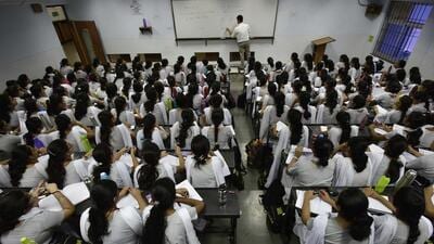 Students from around the country arrive in Kota in huge numbers after completing Class X, and register in residential test-prep institutes. They also enroll in schools, most of which are largely for purposes of certification. (HT File) Students from around the country arrive in Kota in huge numbers after completing Class X, and register in residential test-prep institutes. They also enroll in schools, most of which are largely for purposes of certification. (HT File)