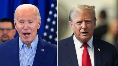 Donald Trump blasted Joe Biden as a ‘bad guy’ and ‘total moron’ during  his NJ rally (AP Photo/Gene J. Puskar, Curtis Means/DailyMail.com via AP, Pool)