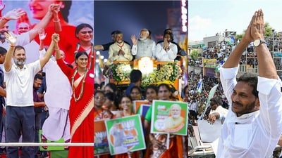 Andhra Pradesh Congress president and Jagan Mohan Reddy's sister YS Sharmila and BJP state chief Purandeswari (Rajamahendravaram) are in Lok Sabha poll fray. Andhra Pradesh Congress president and Jagan Mohan Reddy's sister YS Sharmila and BJP state chief Purandeswari (Rajamahendravaram) are in Lok Sabha poll fray.