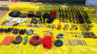 The encounter started at 6am on Friday, and the face-off took place about nine to 10 times at regular intervals till 6pm. The encounter started at 6am on Friday, and the face-off took place about nine to 10 times at regular intervals till 6pm.
