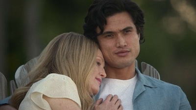 Julianne Moore and Charles Melton in a still from May December.