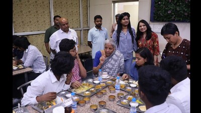 Finance Minister Nirmala Sitharaman with students. (X/@nsitharaman)