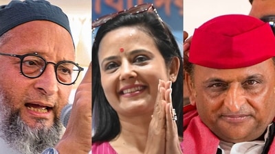 Asaduddin Owaisi of the AIMIM (left), TMC's Mahua Moitra (centre) and Samajwadi Party chief Akhilesh. (Agencies) Asaduddin Owaisi of the AIMIM (left), TMC's Mahua Moitra (centre) and Samajwadi Party chief Akhilesh. (Agencies)