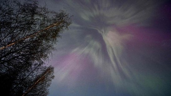 In the U.S., Friday’s solar storm pushed the lights much farther south than normal.(AFP)
