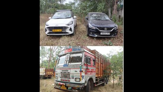 Vehicles seized by the Jalandhar police from drug suppliers.