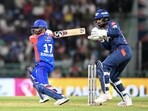 Delhi Capitals' captain Rishabh Pant (L) plays a shot as his Lucknow Super Giants' counterpart and wicketkeeper KL Rahul fields during the Indian Premier League (IPL) Twenty20 cricket match between Lucknow Super Giants and Delhi Capitals Delhi Capitals' captain Rishabh Pant (L) plays a shot as his Lucknow Super Giants' counterpart and wicketkeeper KL Rahul fields during the Indian Premier League (IPL) Twenty20 cricket match between Lucknow Super Giants and Delhi Capitals