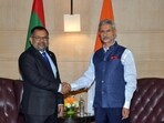 External affairs minister S Jaishankar with his Maldivian counterpart Moosa Zameer.