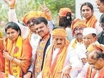 Jalgaon, Apr 26 (ANI): Maharashtra Deputy Chief Minister Devendra Fadnavis shows a victory sign during an election campaign in support of Bharatiya Janata Party (BJP) candidates from Jalgaon and Raver constituencies Smita Wagh and Raksha Khadse for the Lok Sabha polls, in Jalgaon on Thursday. (ANI Photo) (Nitin Lawate) Jalgaon, Apr 26 (ANI): Maharashtra Deputy Chief Minister Devendra Fadnavis shows a victory sign during an election campaign in support of Bharatiya Janata Party (BJP) candidates from Jalgaon and Raver constituencies Smita Wagh and Raksha Khadse for the Lok Sabha polls, in Jalgaon on Thursday. (ANI Photo) (Nitin Lawate)
