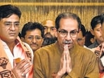 Mumbai, India - April 3, 2024: BJP's sitting MP Unmesh Patil from Jalgaon and Karan Pawar joined Shiv Sena UBT on Wednesday at Matoshree in Mumbai, India, on Wednesday, April 3, 2024. (Photo by Satish Bate/ Hindustan Times) (Hindustan Times) Mumbai, India - April 3, 2024: BJP's sitting MP Unmesh Patil from Jalgaon and Karan Pawar joined Shiv Sena UBT on Wednesday at Matoshree in Mumbai, India, on Wednesday, April 3, 2024. (Photo by Satish Bate/ Hindustan Times) (Hindustan Times)