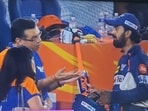 Sanjiv Goenka (L) was seen in an animated chat with KL Rahul after SRH vs LSG clash. Sanjiv Goenka (L) was seen in an animated chat with KL Rahul after SRH vs LSG clash.
