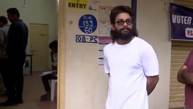Telugu superstar Allu Arjun was among the first to cast his vote in Hyderabad as part of the Lok Sabha Elections 2024. (ANI)