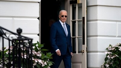 US President Joe Biden exits the White House before boarding Marine One in Washington, DC, US, on Thursday, May 9, 2024. Climate activists who successfully pushed President Joe Biden to halt new US liquefied natural gas exports are setting their sights on proposed crude oil shipping facilities, after the administration approved a massive petroleum terminal last month. Photographer: Bonnie Cash/UPI/Bloomberg (Bloomberg) US President Joe Biden exits the White House before boarding Marine One in Washington, DC, US, on Thursday, May 9, 2024. Climate activists who successfully pushed President Joe Biden to halt new US liquefied natural gas exports are setting their sights on proposed crude oil shipping facilities, after the administration approved a massive petroleum terminal last month. Photographer: Bonnie Cash/UPI/Bloomberg (Bloomberg)
