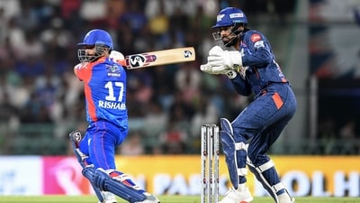 Delhi Capitals' captain Rishabh Pant (L) plays a shot as his Lucknow Super Giants' counterpart and wicketkeeper KL Rahul fields during the Indian Premier League (IPL) Twenty20 cricket match between Lucknow Super Giants and Delhi Capitals (AFP) Delhi Capitals' captain Rishabh Pant (L) plays a shot as his Lucknow Super Giants' counterpart and wicketkeeper KL Rahul fields during the Indian Premier League (IPL) Twenty20 cricket match between Lucknow Super Giants and Delhi Capitals (AFP)
