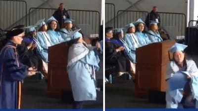 A Columbia University student tore their diploma during graduation ceremony (X, formerly Twitter) A Columbia University student tore their diploma during graduation ceremony (X, formerly Twitter)