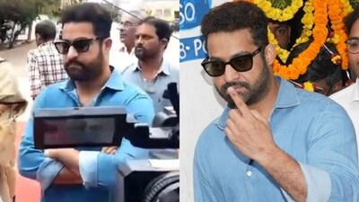Jr NTR voted in Hyderabad with his wife, Lakshmi Pranathi, and his mother, Shalini Nandamuri. Many were impressed by how him and his family waited patiently under the hot sun for their turn. 
