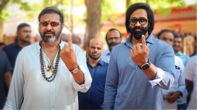 Vishnu Manchu accompanied his father Mohan Babu to cast their vote in Tirupathi. Lakshmi Manchu cast her vote in Hyderabad, having travelled down from Mumbai for it. 