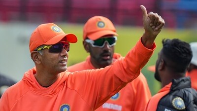 India's head coach Rahul Dravid during a training session (PTI) India's head coach Rahul Dravid during a training session (PTI)