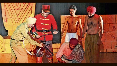 Students of Punjab Agricultural University performing a play titiled 'Main Jallianwala Bagh Bolda’ on the campus in Ludhiana on Monday. (HT Photo) Students of Punjab Agricultural University performing a play titiled 'Main Jallianwala Bagh Bolda’ on the campus in Ludhiana on Monday. (HT Photo)