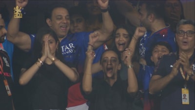 Anushka Sharma not only jumped up from her seat in the stands but also folded her hands in relief. Anushka Sharma not only jumped up from her seat in the stands but also folded her hands in relief.